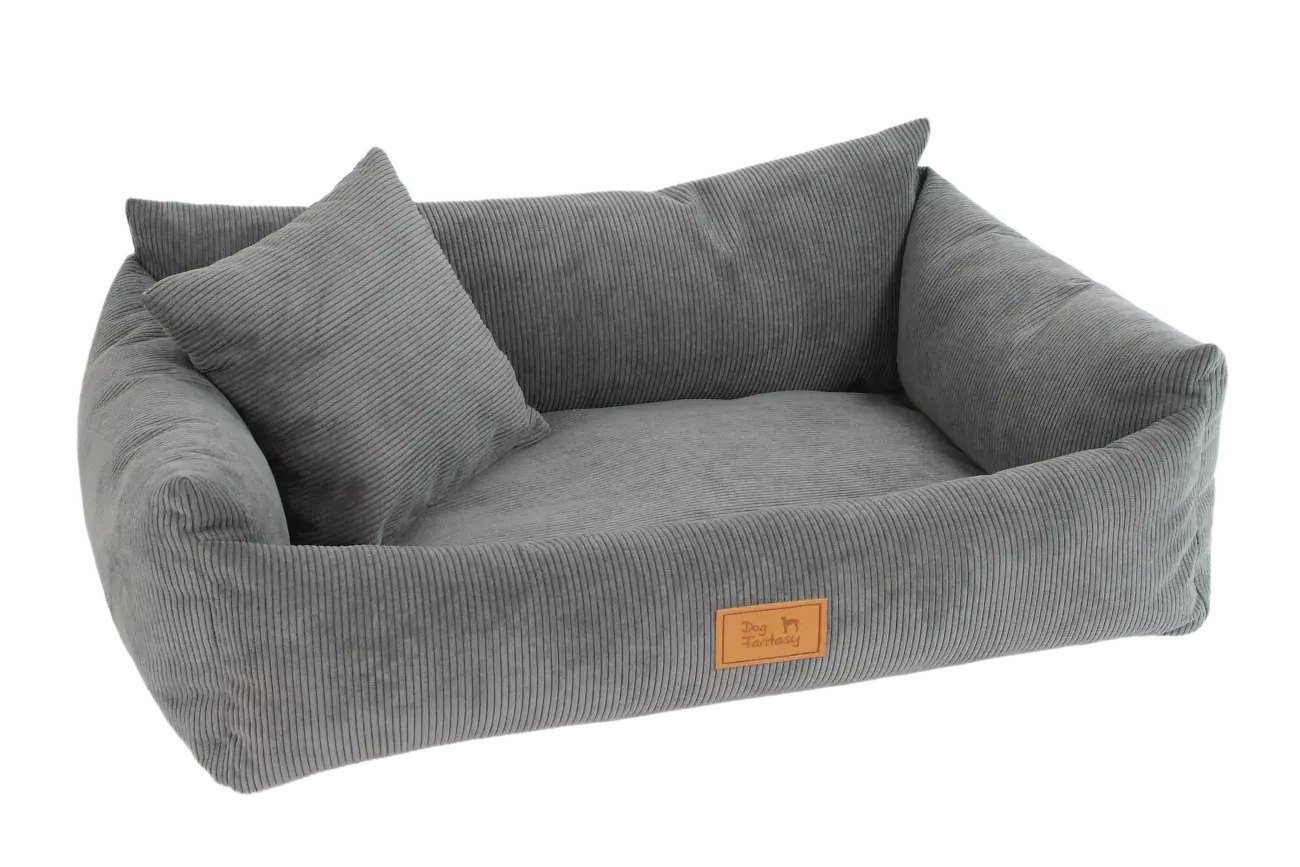 Luxusní pelíšek pro psy Dog Fantasy Sofa Haven šedý 76×58 cm