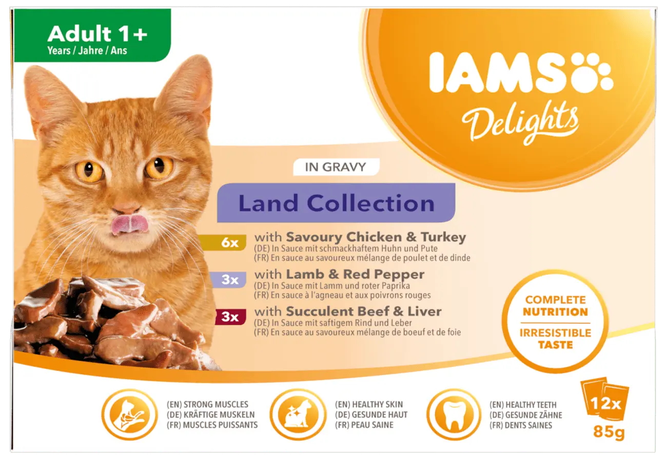 Kapsičky IAMS výběr ze suchozemských mas v omáčce multipack 12×85g