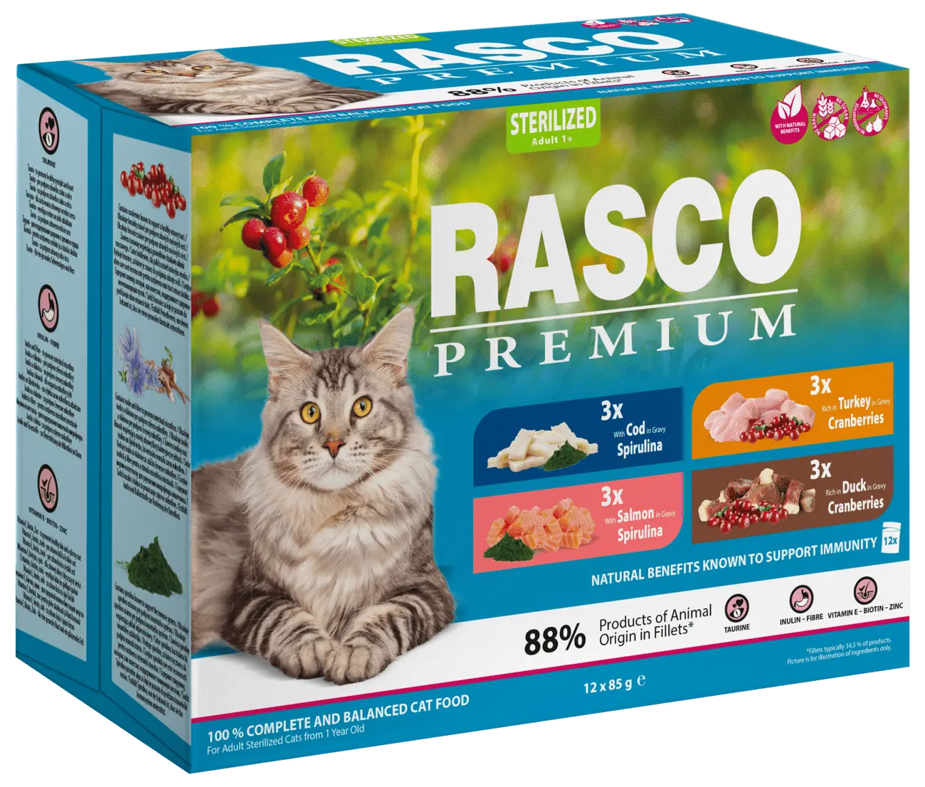 Kapsičky Rasco Premium Cat Adult Sterilized Multipack 12x85g