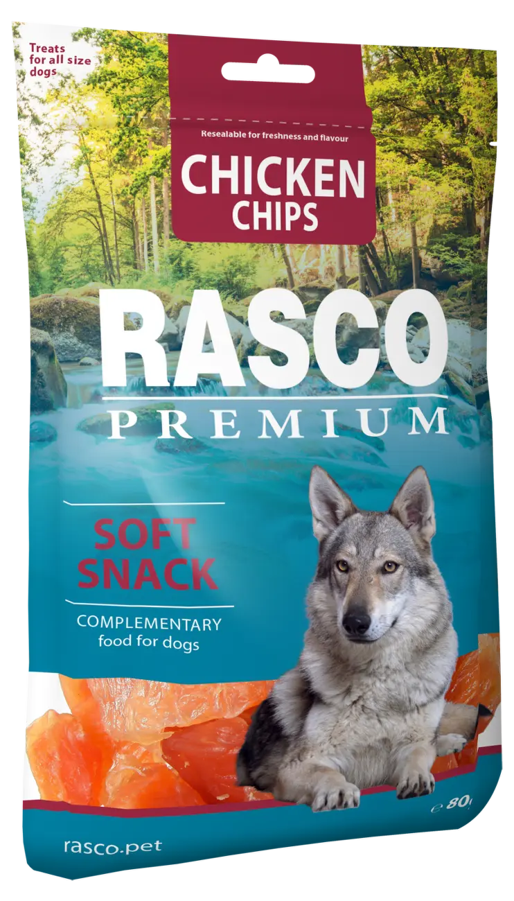Pochoutka Rasco Premium plátky s kuřecím masem 80g