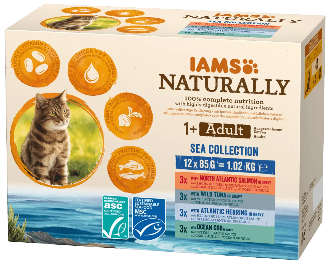Kapsička IAMS Naturally mořské maso v omáčce multipack 12x85g