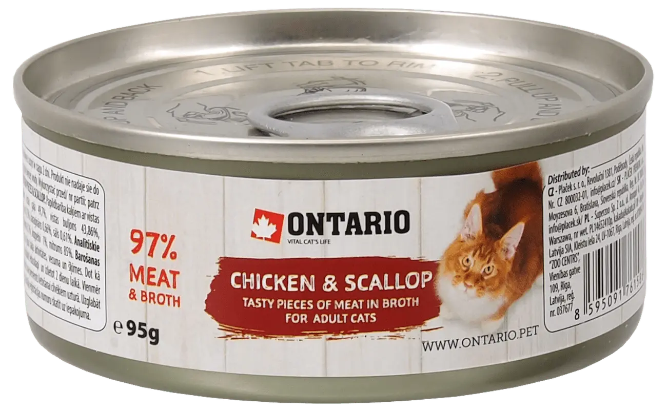 Konzerva Ontario Chicken Pieces + Scallop 95g