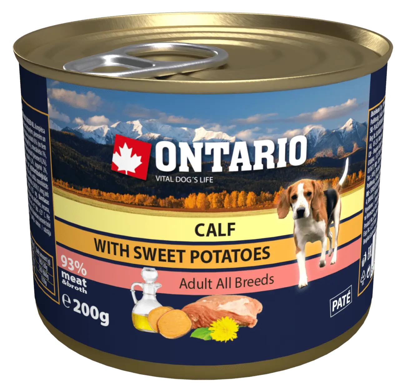 Konzerva Ontario Calf, Sweetpotato, Dandelion and linseed oil 200g