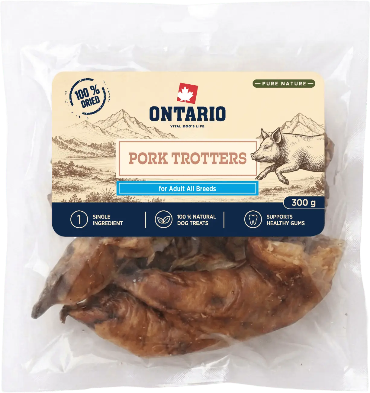 Sušené vepřové pacičky Ontario Pure Nature 300 g