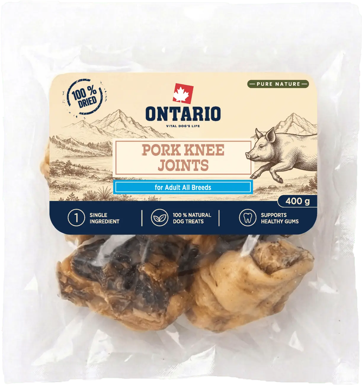 Sušený vepřový kolenní kloub Ontario Pure Nature 400 g