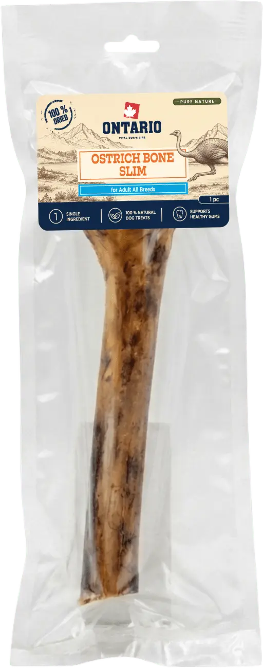 Sušená pštrosí kost Ontario Pure Nature Slim 1 ks