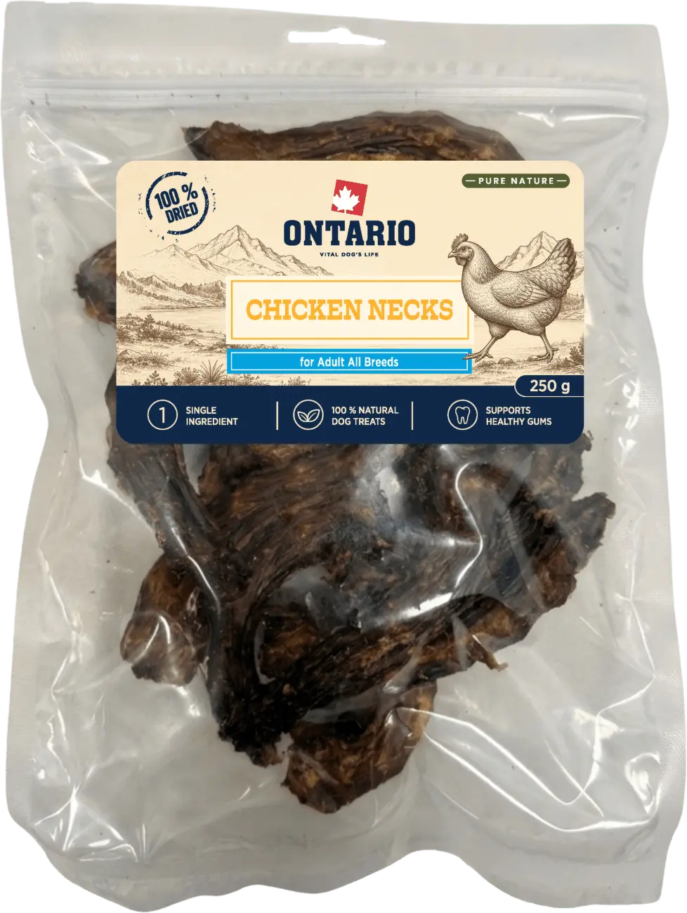 Sušené kuřecí krky Ontario Pure Nature 250 g