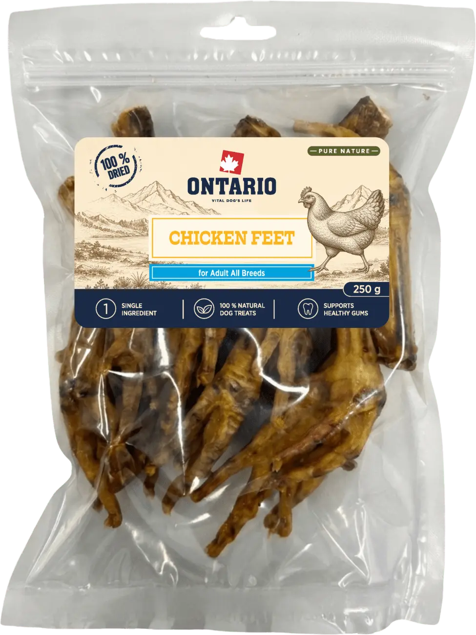 Sušené kuřecí pařátky Ontario Pure Nature 250 g