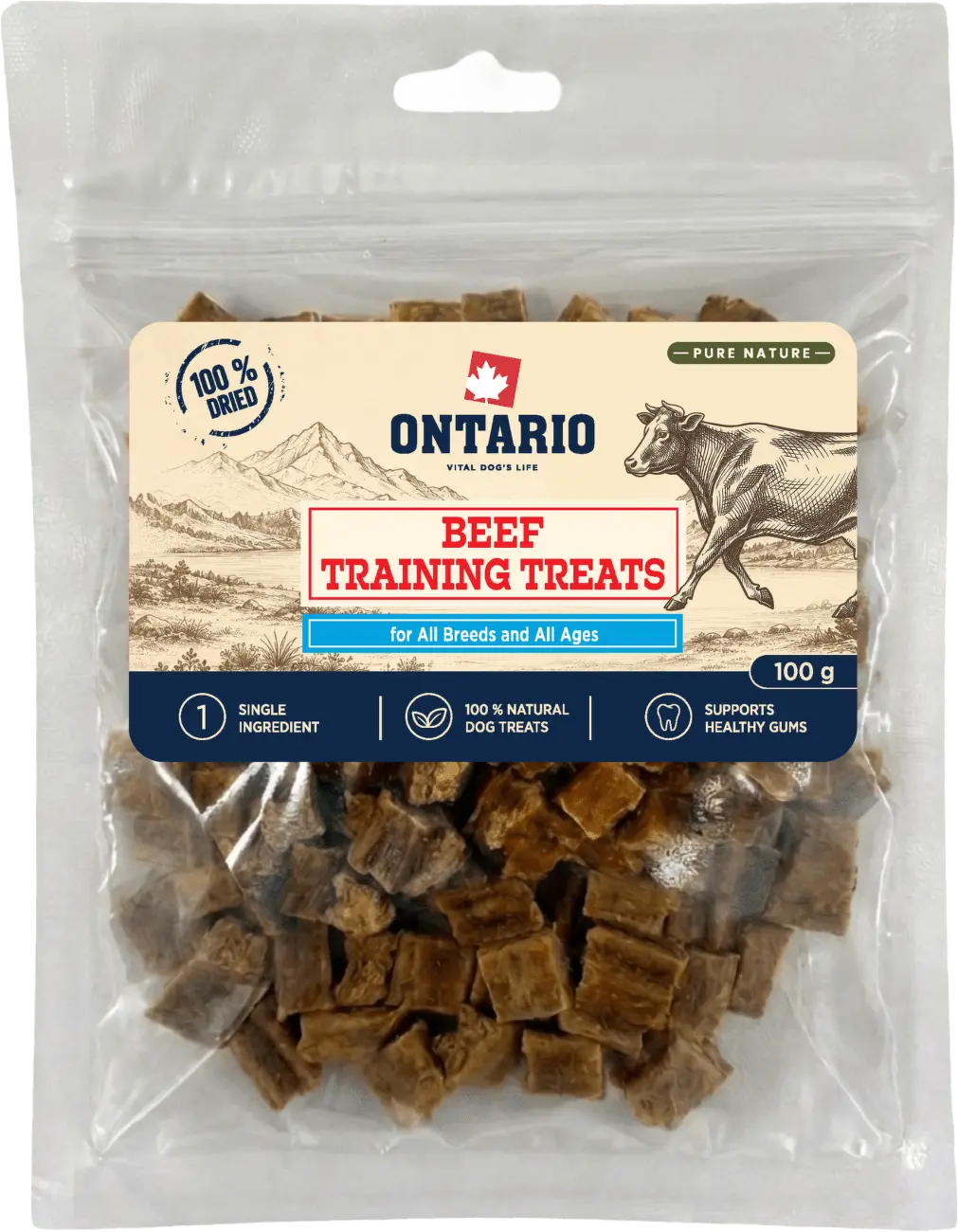 Výcvikové pamlsky Ontario Pure Nature hovězí 100 g
