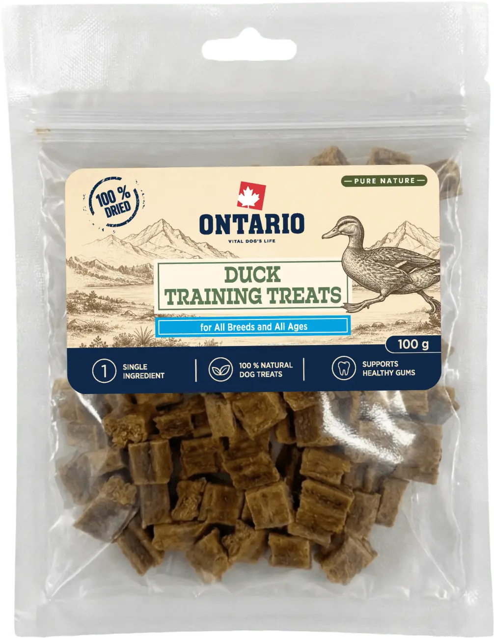 Výcvikové pamlsky Ontario Pure Nature kachní 100 g