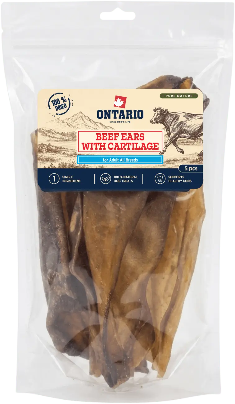 Sušené hovězí uši s chrupavkou Ontario Pure Nature 5 ks