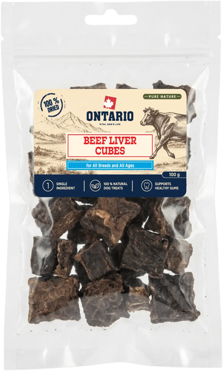 Sušené hovězí játrové kostky Ontario Pure Nature 100 g