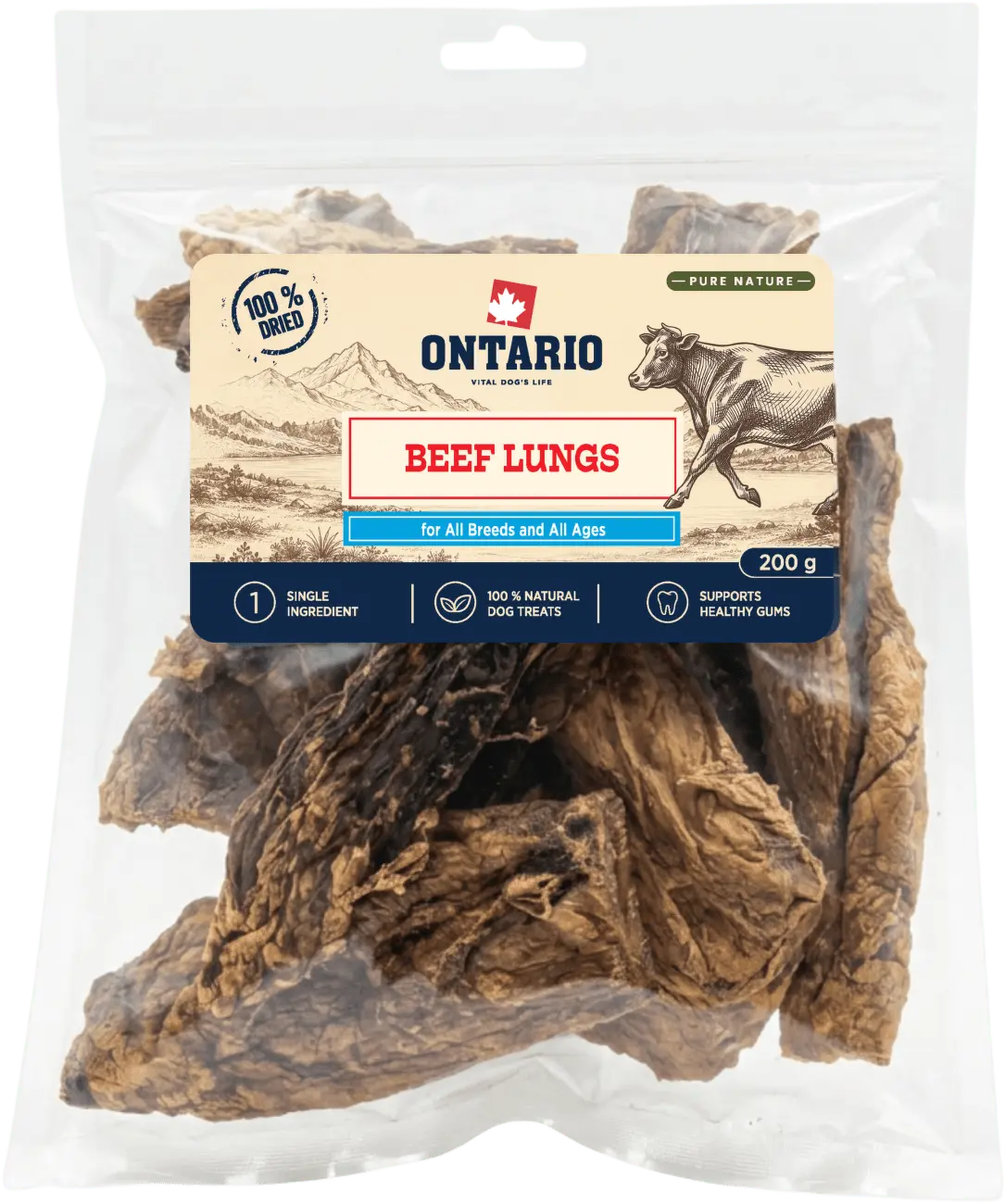 Sušené hovězí plíce Ontario Pure Nature 200 g