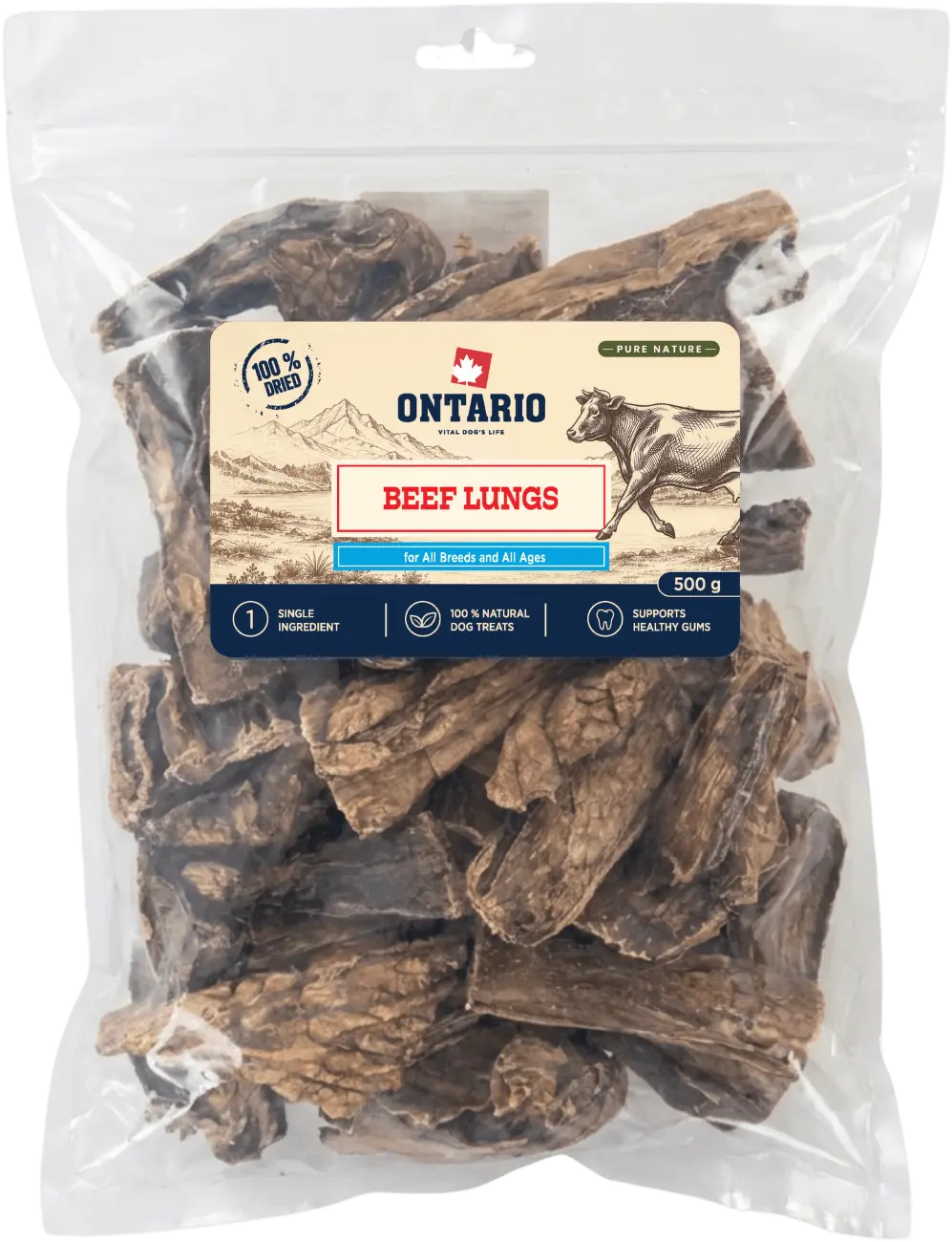 Sušené hovězí plíce Ontario Pure Nature 500 g