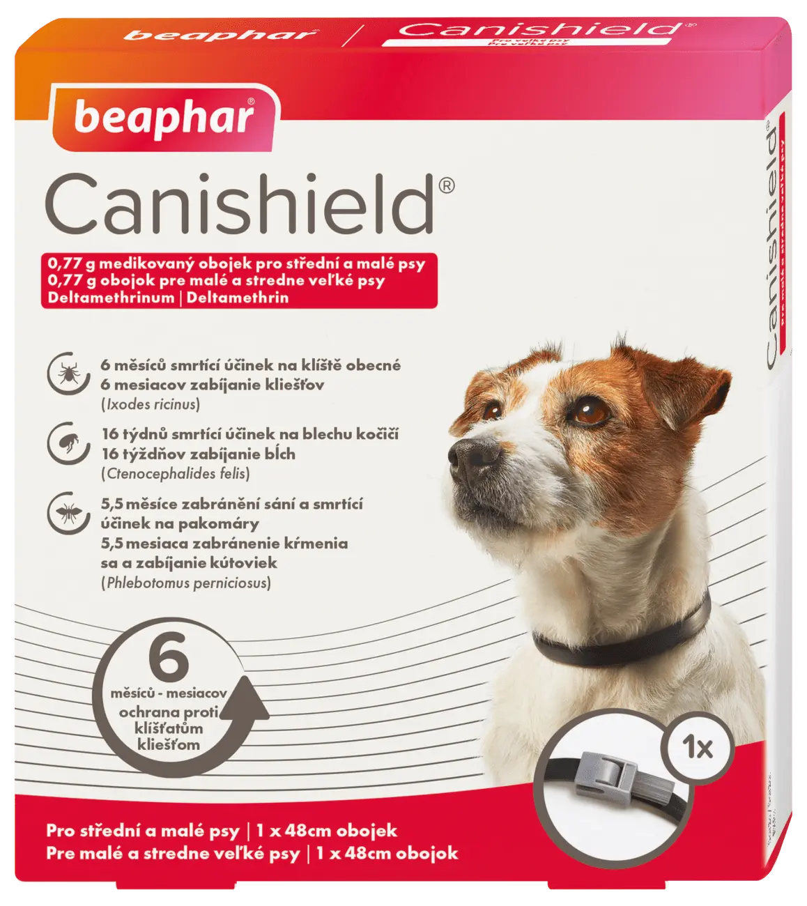 Antiparazitní obojek pro malé a střední psy Beaphar Canishield® 48 cm