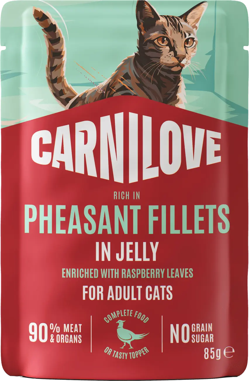 CARNILOVE Želé v kapsičce pro kočky bažant s listy malin 85 g