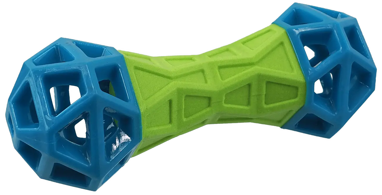 Kost Dog Fantasy s geometrickými obrazci zeleno-modrá 18cm