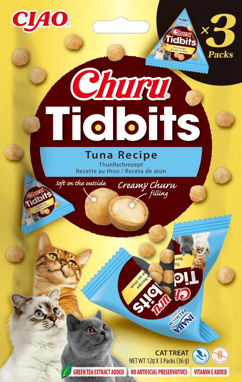 Pamlsky pro kočky Churu Tidbits Tuna Recipe 3× 12 g
