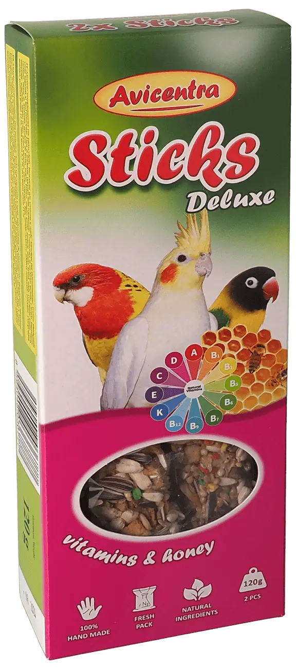 Tyčinky AVICENTRA vitamíno-medové pro malé papoušky 2 ks
