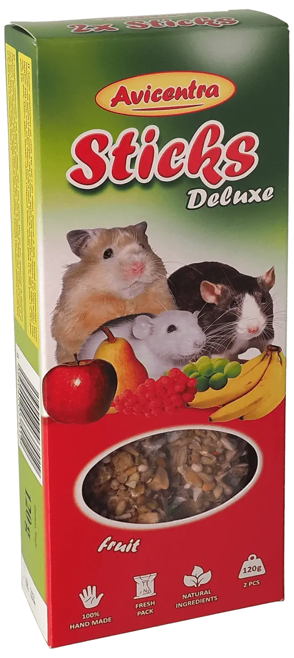 Tyčinky AVICENTRA ovocné pro malé hlodavce 2ks