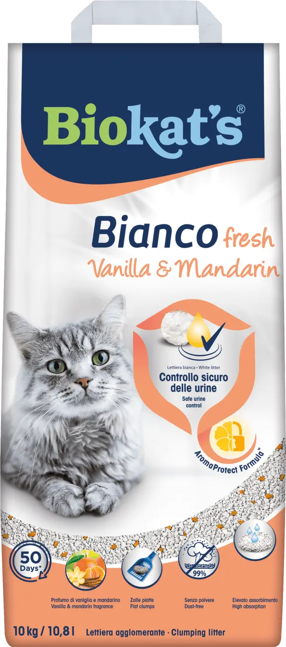 Podestýlka Biokat's Bianco Fresh vanilka a mandarinka 10 kg
