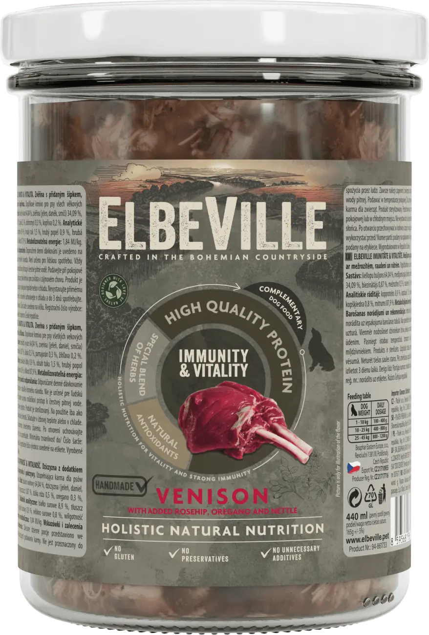 Sklenice Elbeville Imunity & Vitality zvěřina s přidaným šípkem, dobromyslem a kopřivou 440 ml
