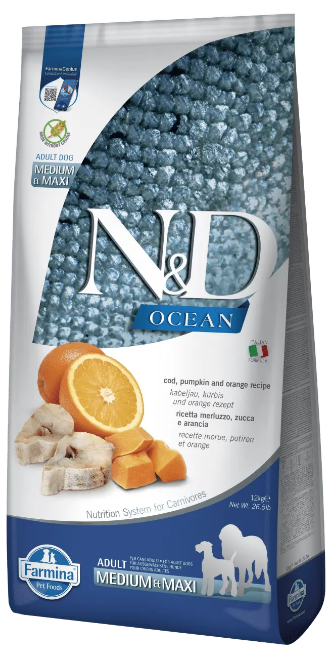 N&D Ocean Dog Adult Medium/Maxi Codfish&Pumpkin&Orange 12kg