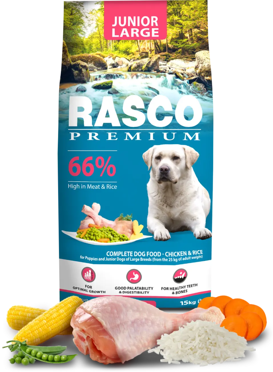 Krmivo Rasco Premium Junior Large kuře s rýží 15kg