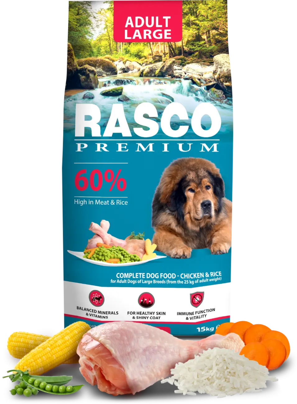 Krmivo Rasco Premium Adult Large kuře s rýží 3kg