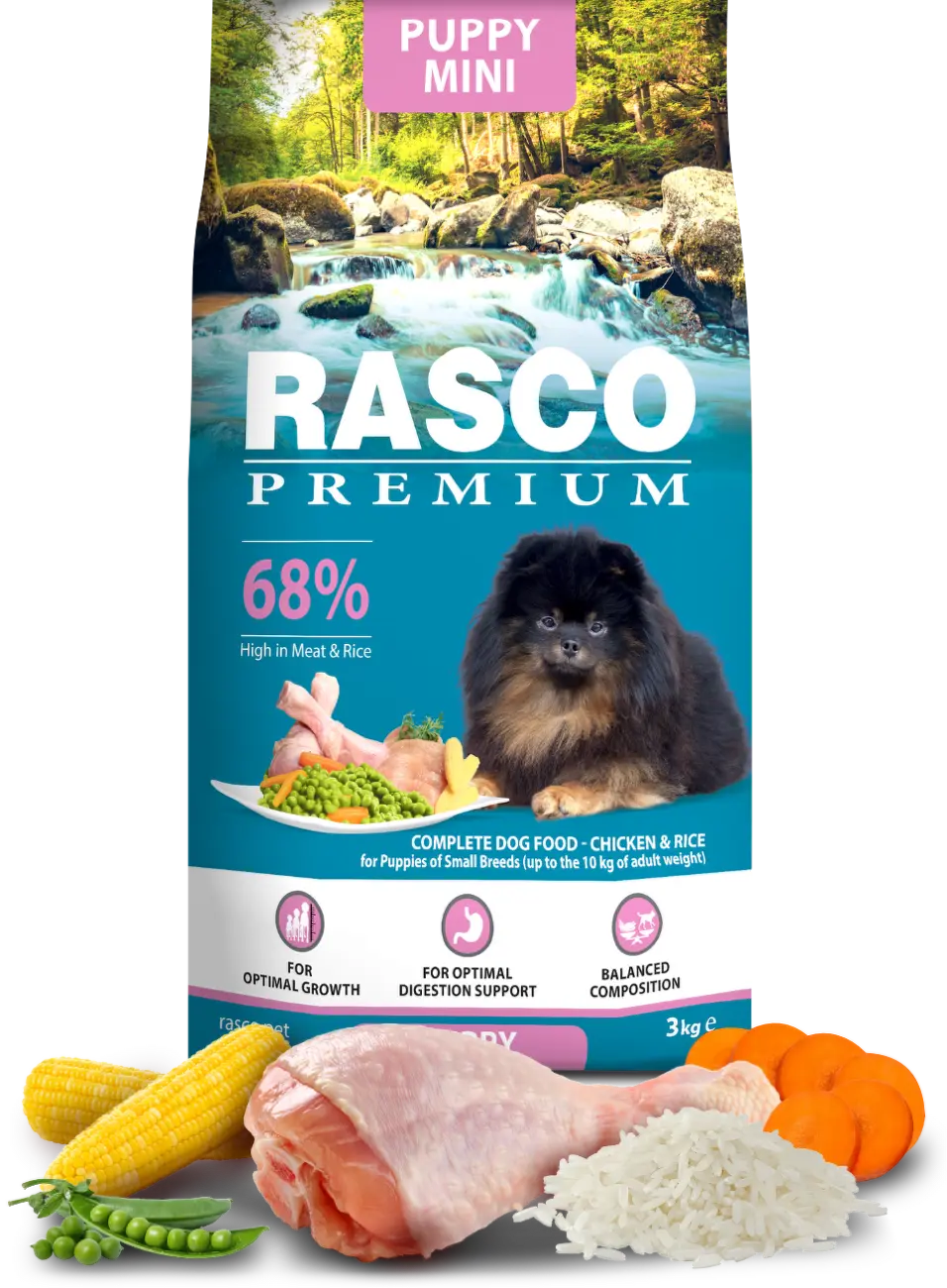 Krmivo Rasco Premium Puppy Mini kuře s rýží 3kg