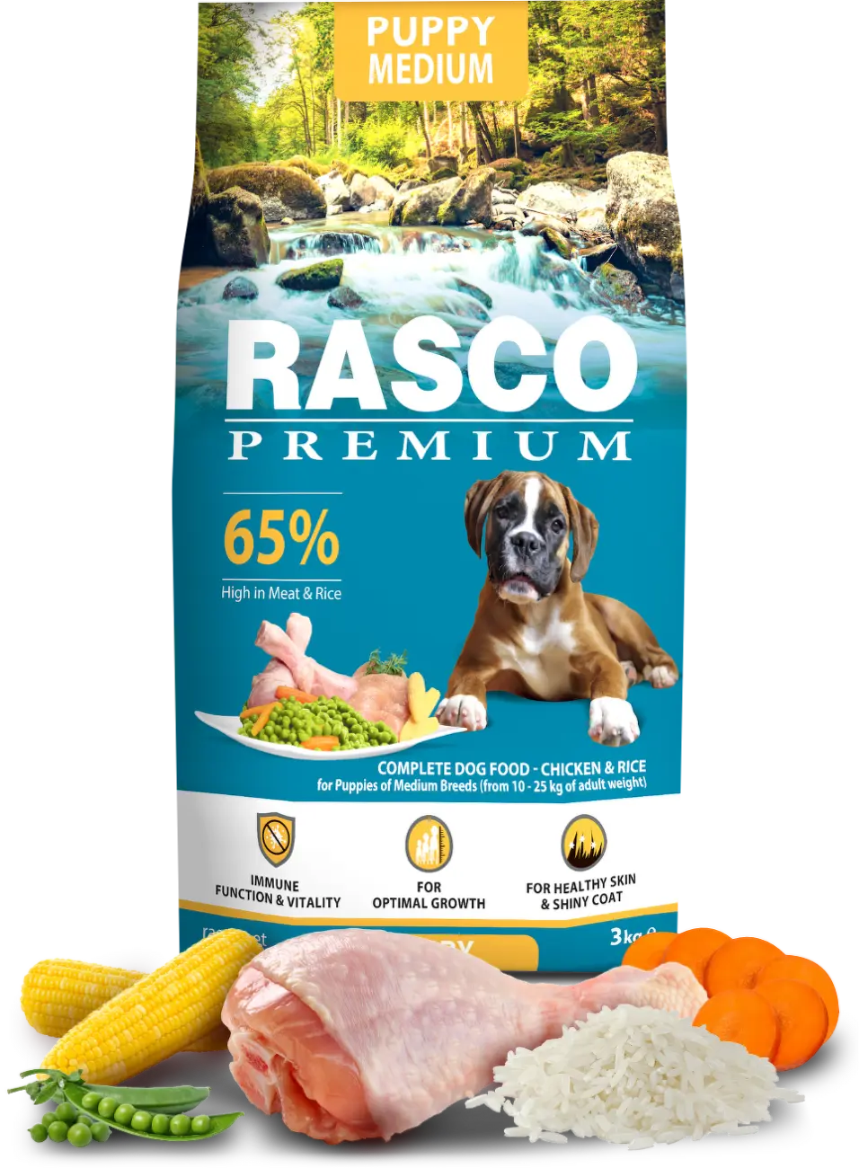 Granule RASCO Premium Puppy Medium kuře s rýží 3 kg