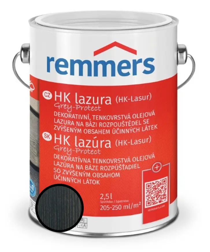 Lazura tenkovrstvá REMMERS HK lazura Grey Protect žulově šedá 2,5 l