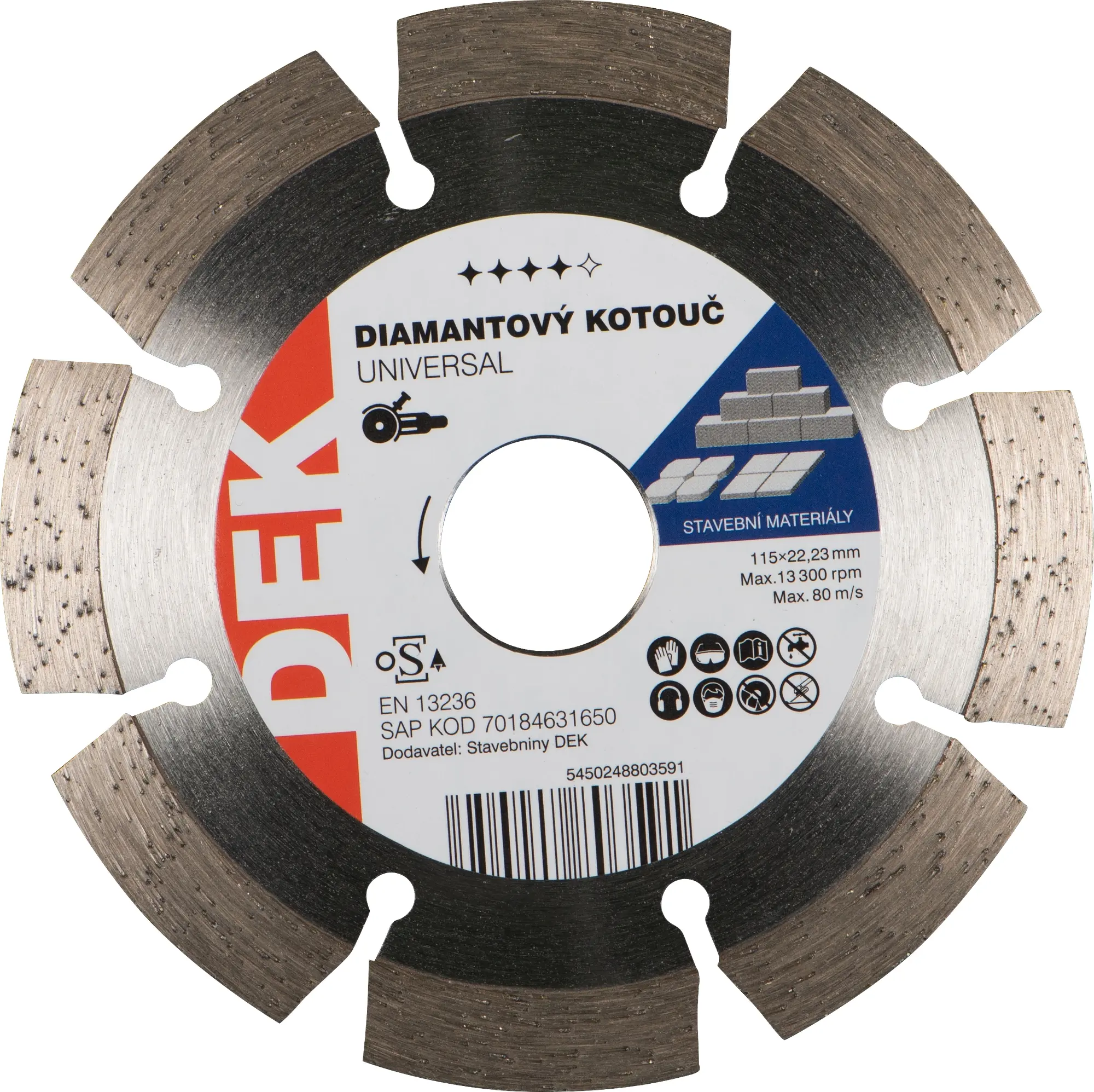 Kotouč řezný DIA DEK UNIVERSAL BLUE 115×22,23 mm
