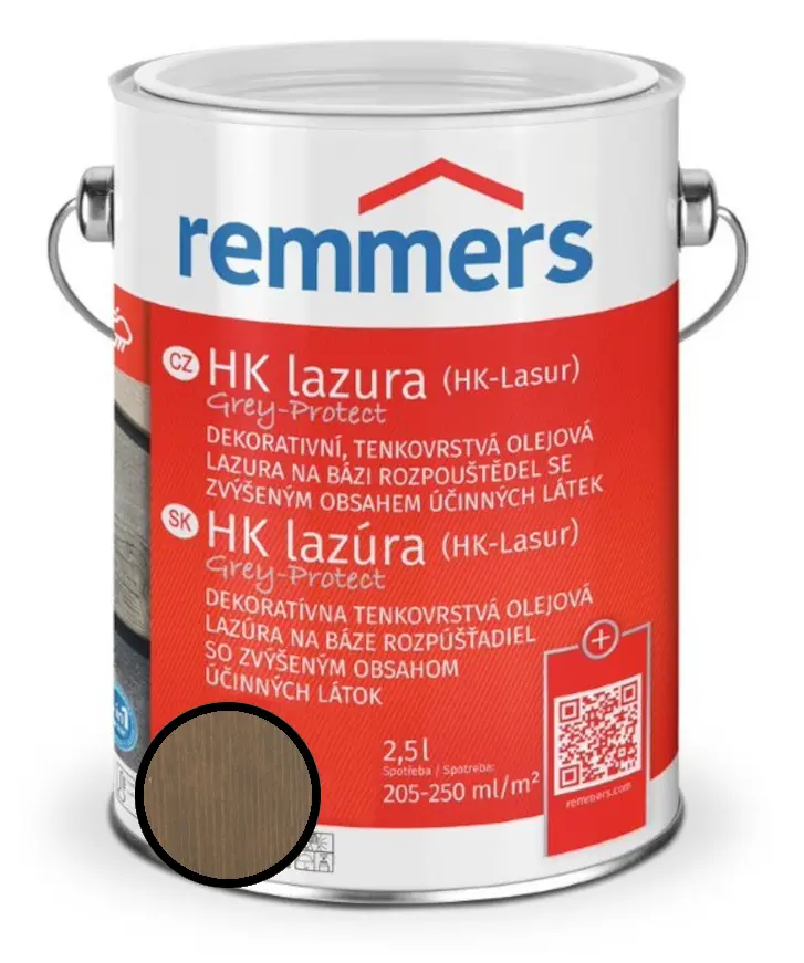 Lazura tenkovrstvá REMMERS HK lazura Grey Protect pískově šedá 2,5 l