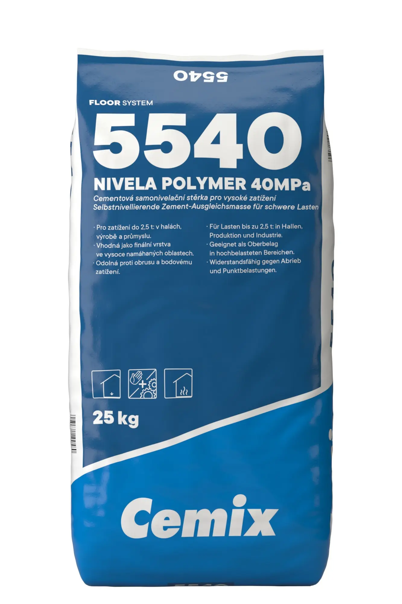 Stěrka samonivelační 40 MPa Cemix 5540 Nivela Polymer 25 kg