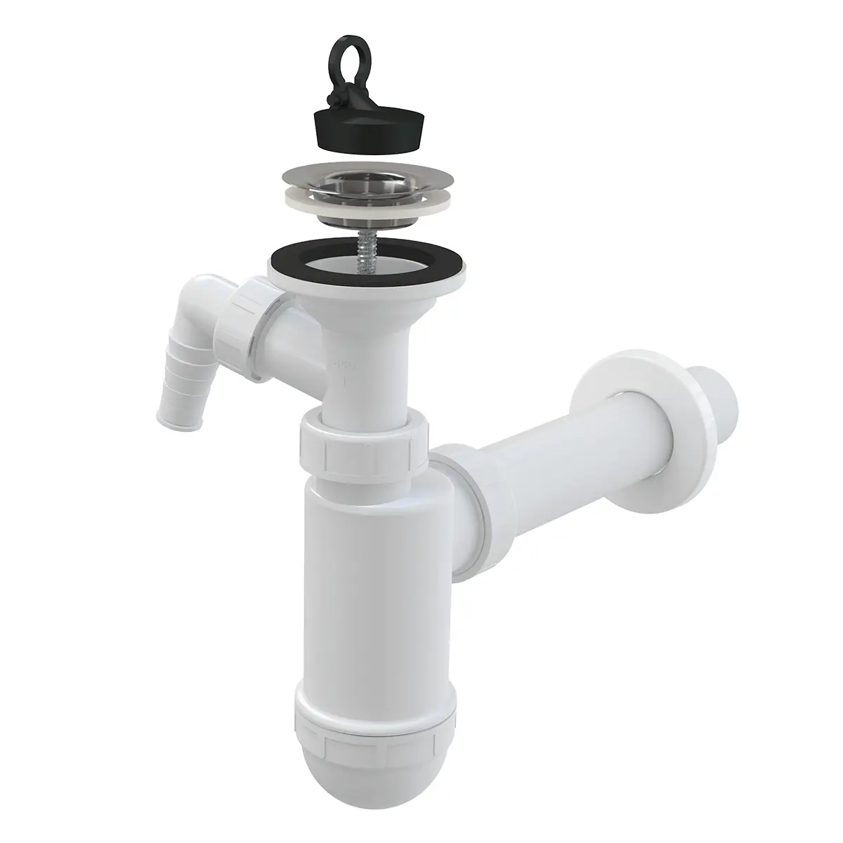 Alca - Sifon umyvadlový s přípojkou, průměr 40 mm, nerez mřížka DN63 A41P