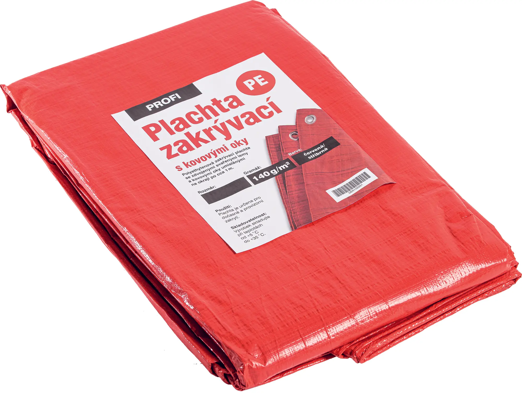 Plachta zakrývací PROFI 140 g/m2 červená/stříbrná 6×10 m
