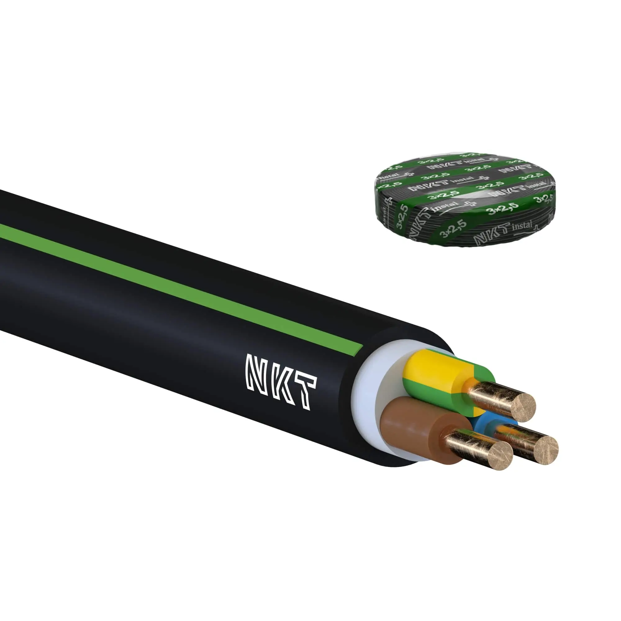 Kabel CYKY-J 3× 2,5 RE 100 m/bal.
