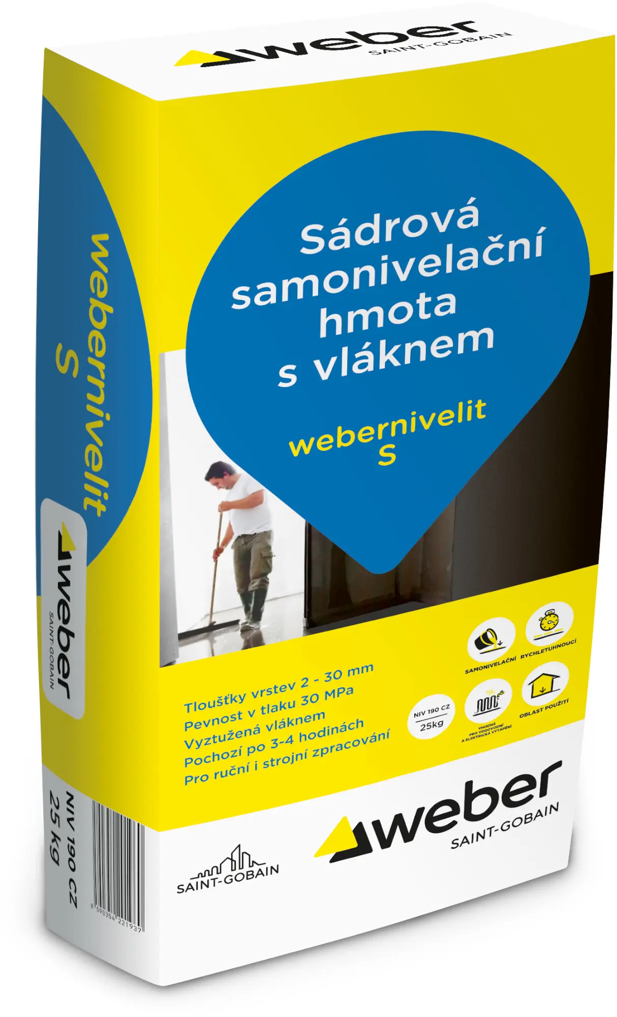 Hmota samonivelační webernivelit S s vláknem 25 MPa 25 kg