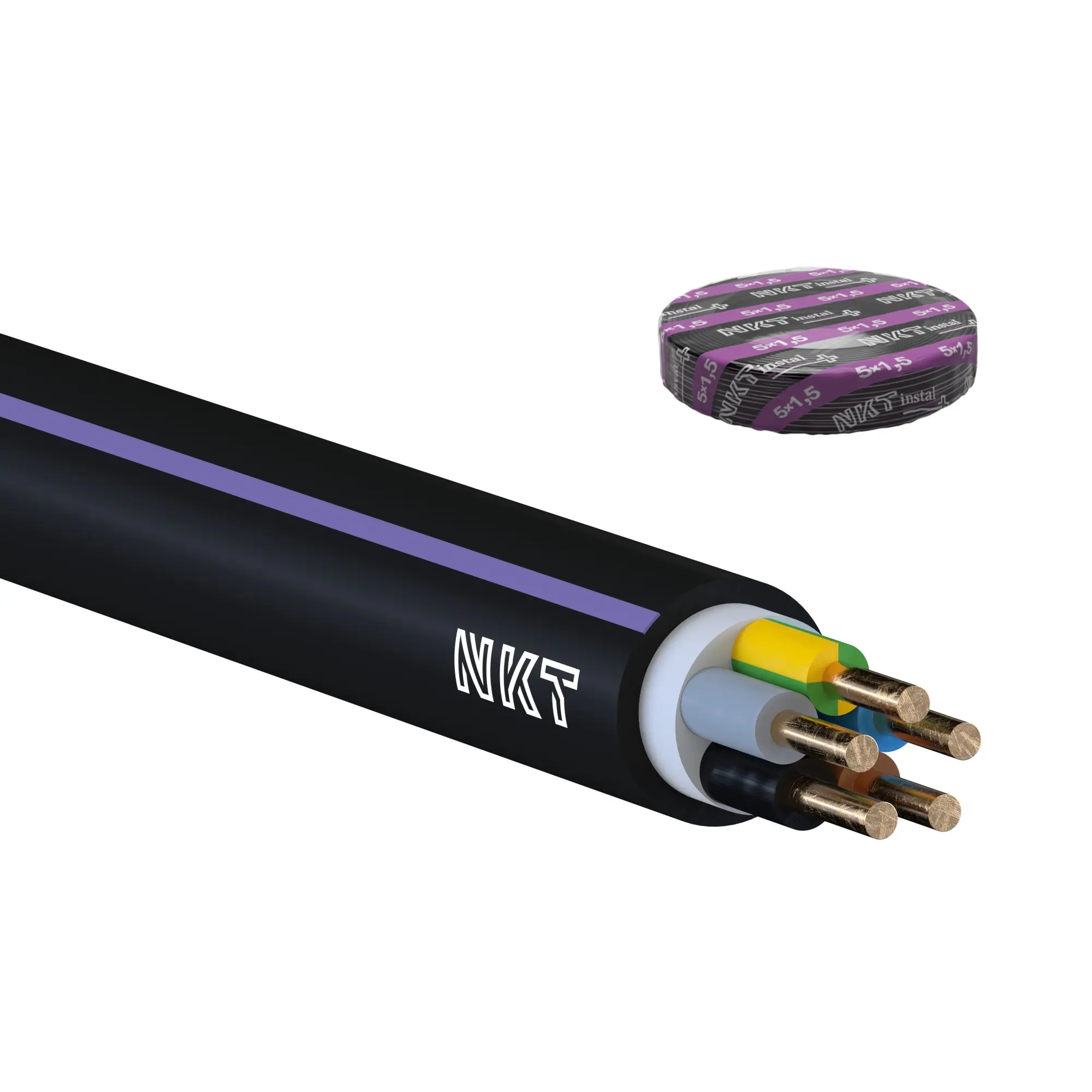 Kabel CYKY-J 5× 1,5 RE 100 m/bal.