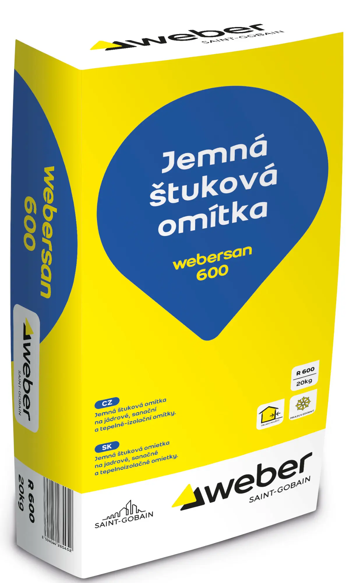 Omítka sanační štuková webersan 600 jemná 20 kg