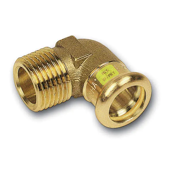 Koleno 90° lisovací Sanha Cu Press Gas 11092G 22 mm × 1/2" vnější závit