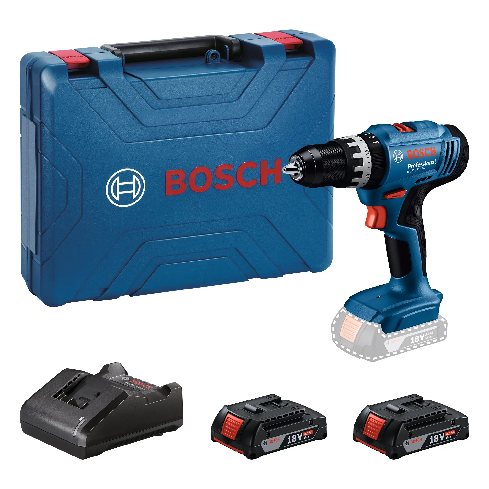 Šroubovák vrtací s příklepem AKU Bosch GSB 18V-25
