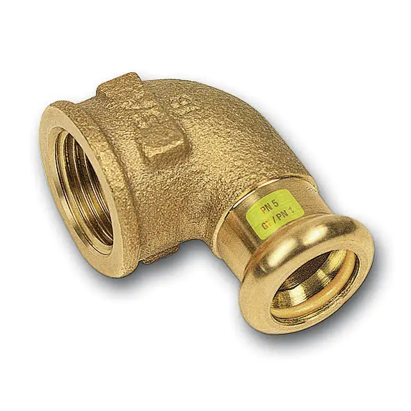 Koleno 90° lisovací Sanha Cu Press Gas 11090G 22×1/2" vnitřní závit