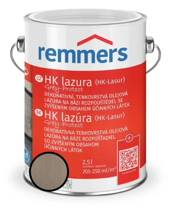 Lazura tenkovrstvá REMMERS HK lazura Grey Protect okenní šedá 5 l