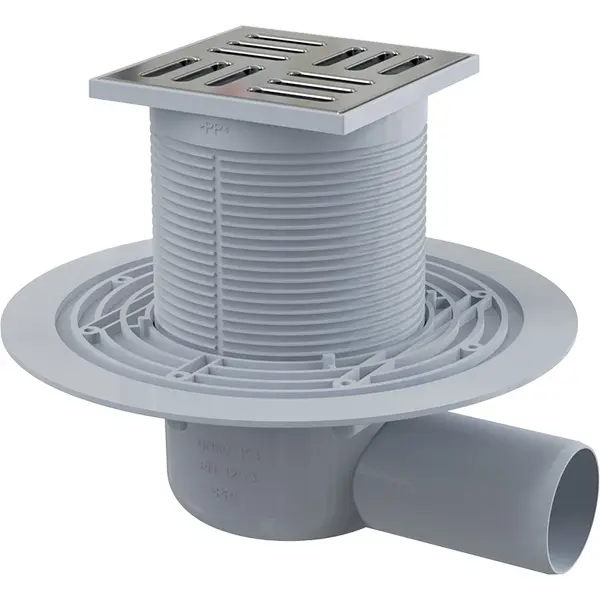 Vpust podlahová Alca APV101 105×105 mm DN 50 boční