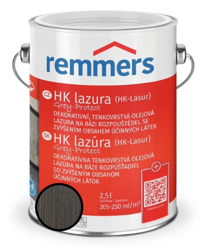 Lazura tenkovrstvá REMMERS HK lazura Grey Protect antracitově šedá 2,5 l