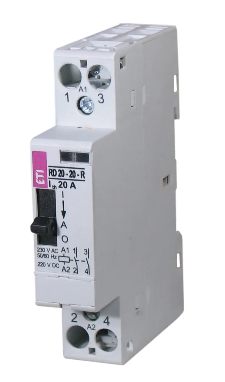Stykač s manuálním ovládáním ETI RD 20-20-R-230V AC/DC