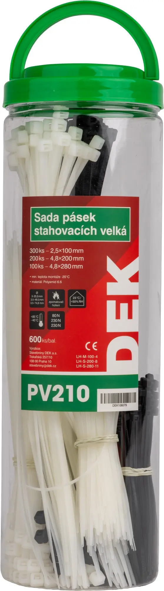 Páska stahovací sada DEK PV210 černá, bílá 600 ks