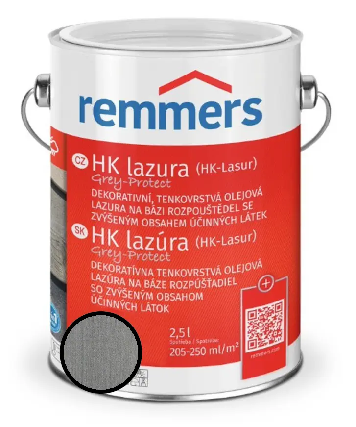 Lazura tenkovrstvá REMMERS HK lazura Grey Protect platinově šedá 2,5 l